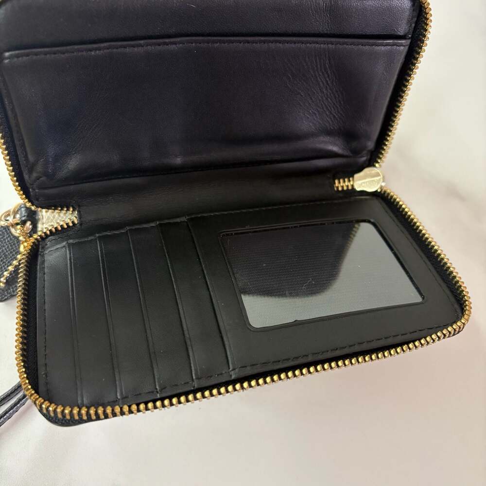Coach Double Zip Wallet with Leopard Print and Wristlet Strap - Picture 11 of 16